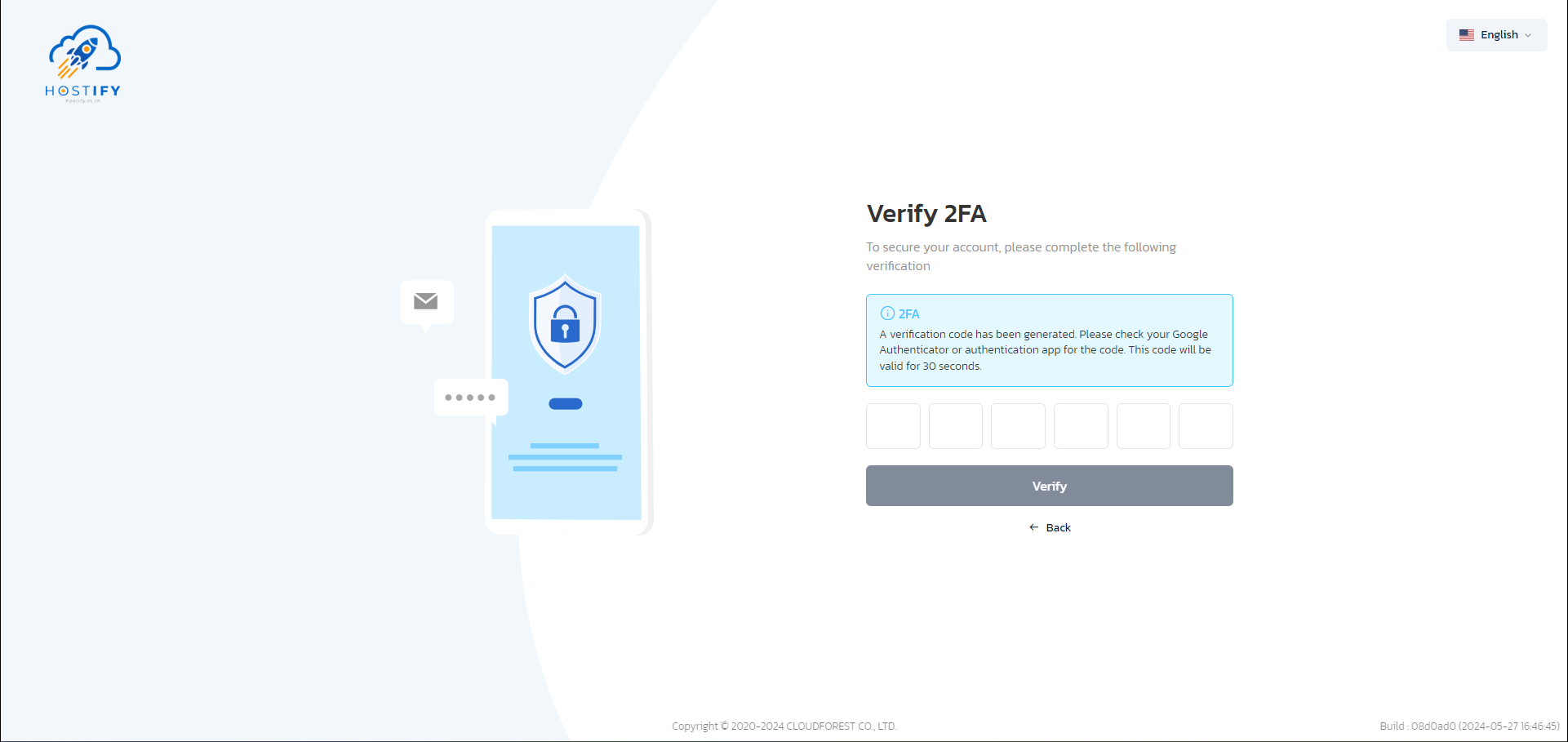 ภาพตัวอย่างแสดงการทำงาน เมื่อ Login และมีการเปิดใช้งานการยืนยันตัวตนแบบ 2 ขั้นตอน